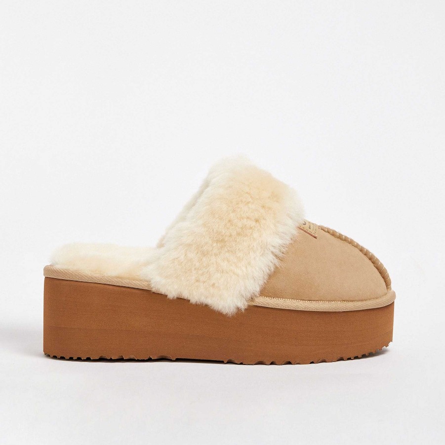 Women UGG Since 1974 Slippers | Women'S Platform Designer Slipper Natural