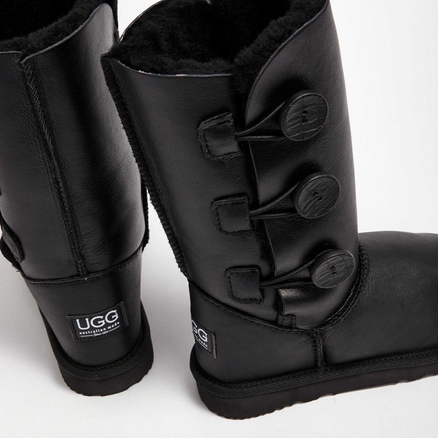 Women UGG Since 1974 Button Triplet & Quad | Women'S Burleigh Button Triplet Nappa Nappa Black