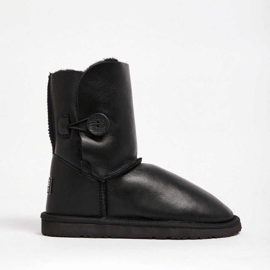 Women UGG Since 1974 Button Mid | Women'S Burleigh Button Nappa Mid Nappa Black